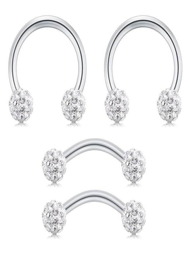 AVYRING أقراط AVYRING مقاس 16G و8 مم، مصنوعة من الفولاذ المقاوم للصدأ مع كرة كريستالية، مناسبة لثقب الغضروف والحلزون، حلقات الحاجز الأنفي، مجوهرات الحواجب، فضية اللون. - Image 1